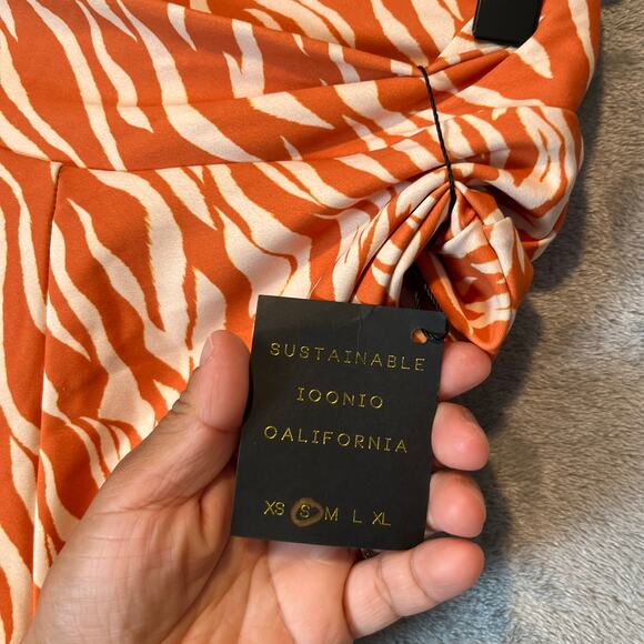 Skatie Scarlette High Rise Bikini‎ Bottoms Size Small Zebra Print Orange New - Picture 3 of 4